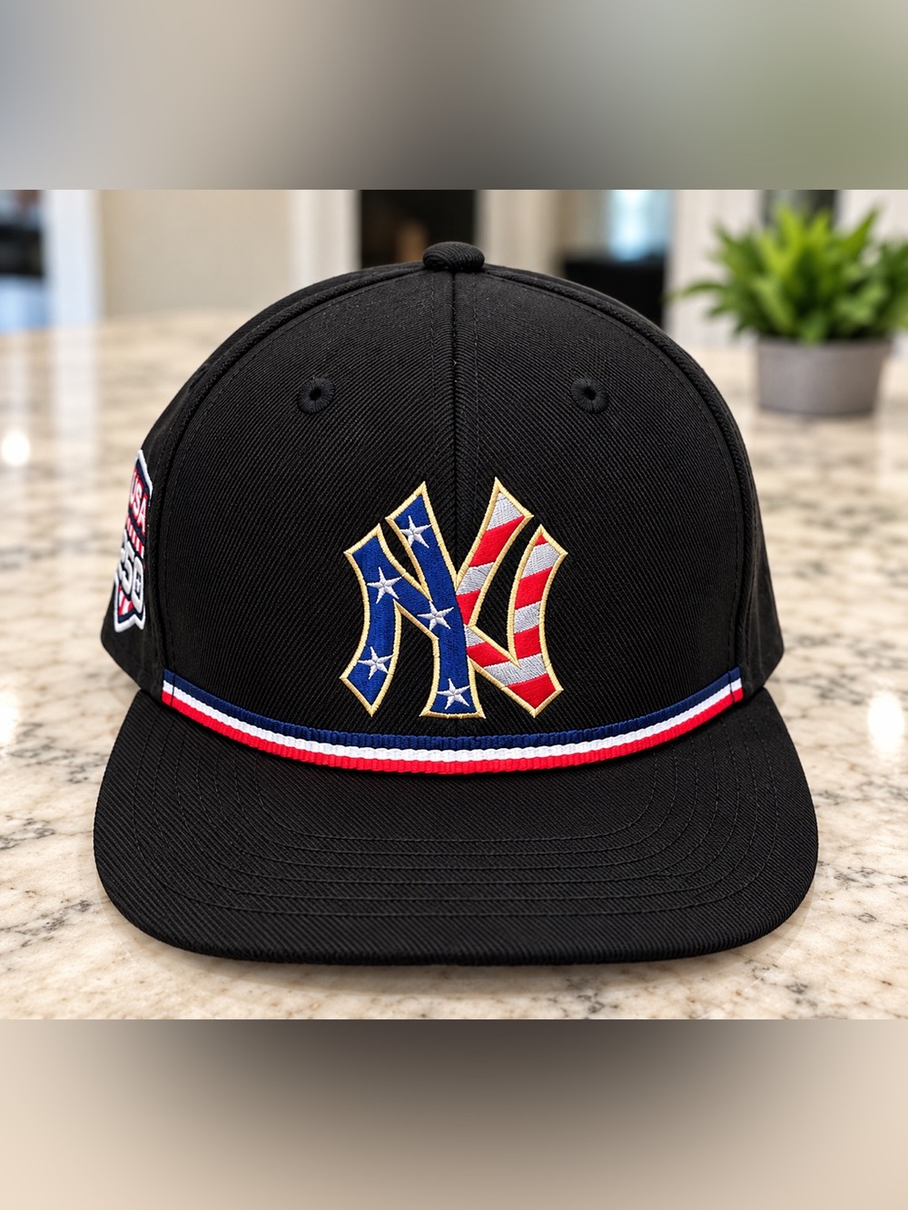 New Era Black Fitted Cap with Red, White & Blue Patriotic Logo